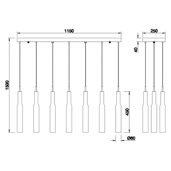 Lampadario cucina in vetro led da 2300k a 4000k moderno