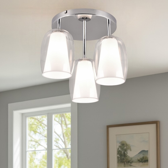 Plafoniera moderna 3 luci colore cromo per salotto