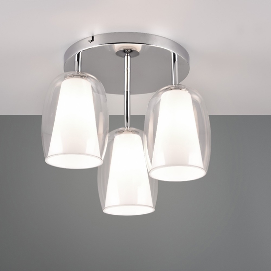 Plafoniera moderna 3 luci colore cromo per salotto