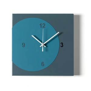 Orologio quadrato da parete moderno blu petrolio