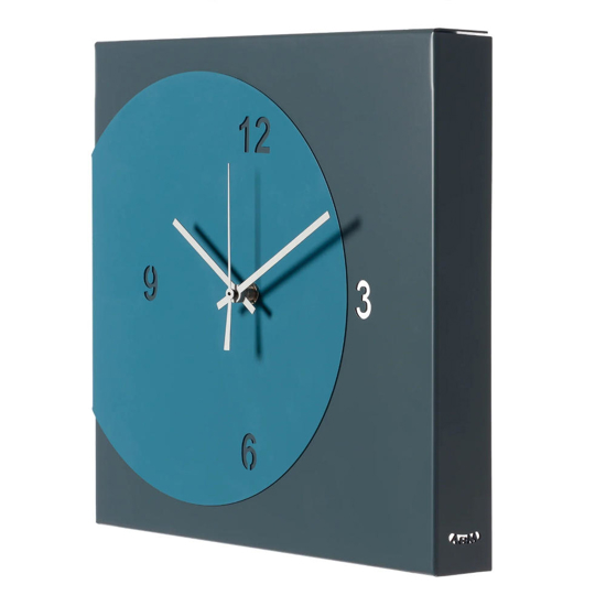 Orologio quadrato da parete moderno blu petrolio
