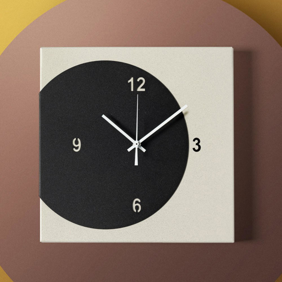 Orologio quadrato da parete design moderno nero e avorio