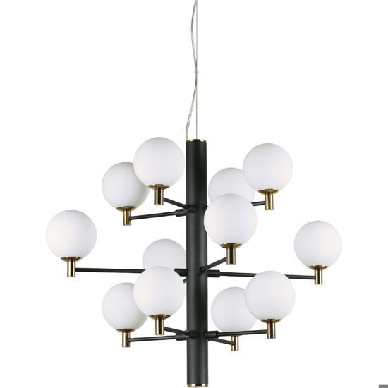 Copernico sp12 ideal lux lampadario moderno nero per soggiorno
