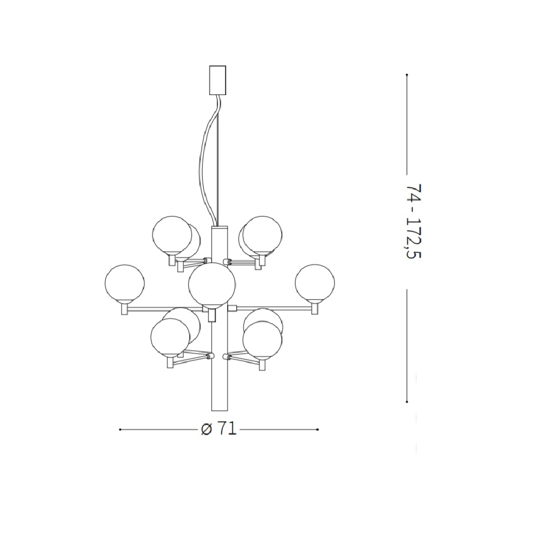 Copernico sp12 ideal lux lampadario moderno nero per soggiorno