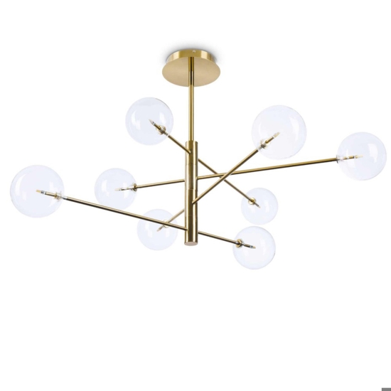 Lampadario equinoxe sp8 ideal lux ottone per soggiorno