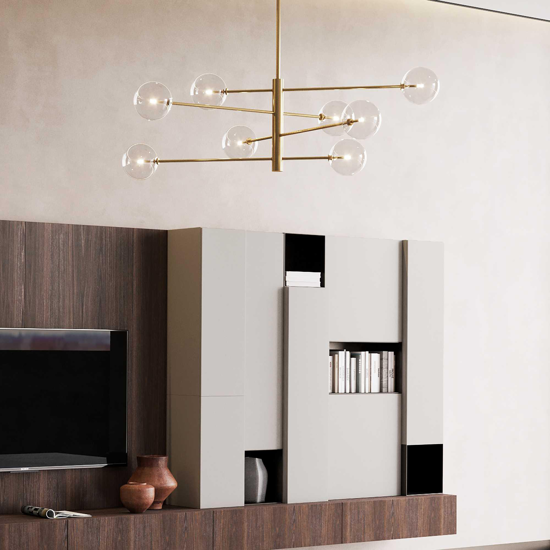 Lampadario equinoxe sp8 ideal lux ottone per soggiorno