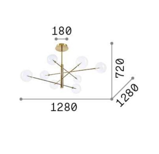 Lampadario equinoxe sp8 ideal lux ottone per soggiorno