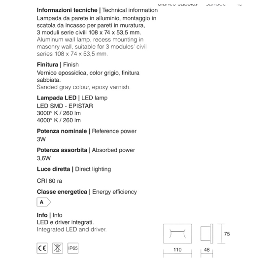 Segnapasso led 3w 3000k incasso bianco per esterno
