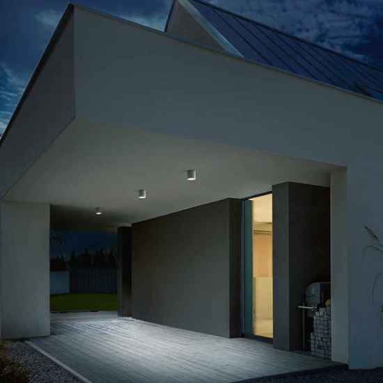 Faretto da soffitto per esterno cilindro bianco