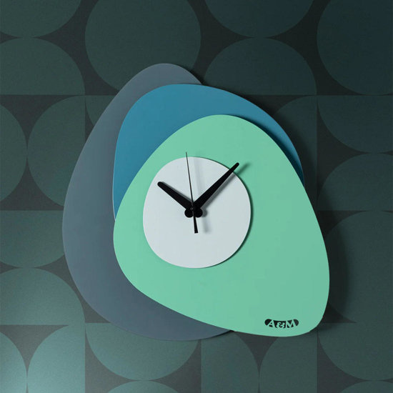 Orologio da parete ondulato moderno verde e blu