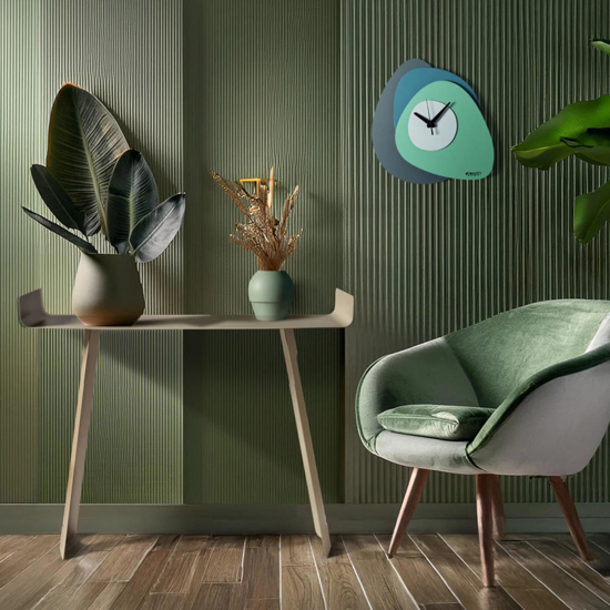 Orologio da parete ondulato moderno verde e blu
