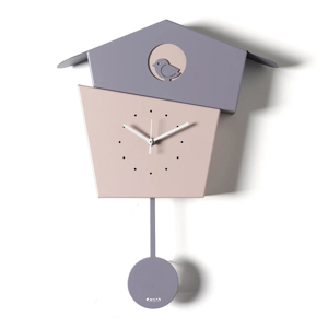 Visualizza i dettagli per Orologio a pendolo da parete gelso e glicine con uccellino Orologio a pendolo da parete gelso e glicine con uccellino