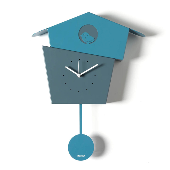 Orologio a pendolo da parete con uccellino colore blu