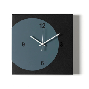 Visualizza i dettagli per Orologio moderno da parete design quadrato nero e petrolio Orologio moderno da parete design quadrato nero e petrolio