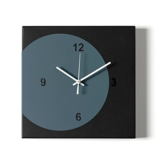 Orologio moderno da parete design quadrato nero e petrolio