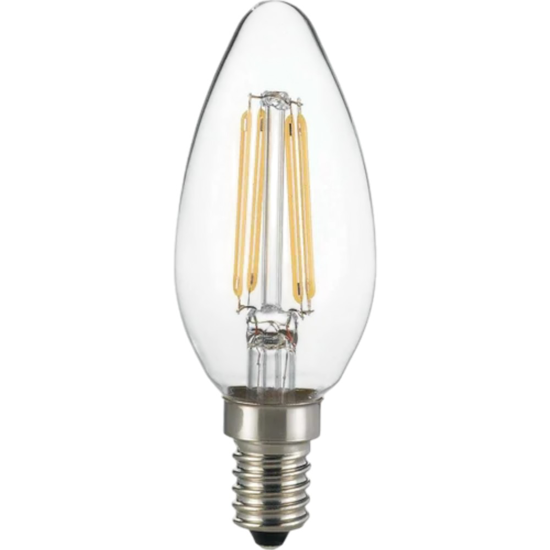 Lampadina e14 led 4w 3000k 470lm oliva trasparente filamento ideal lux