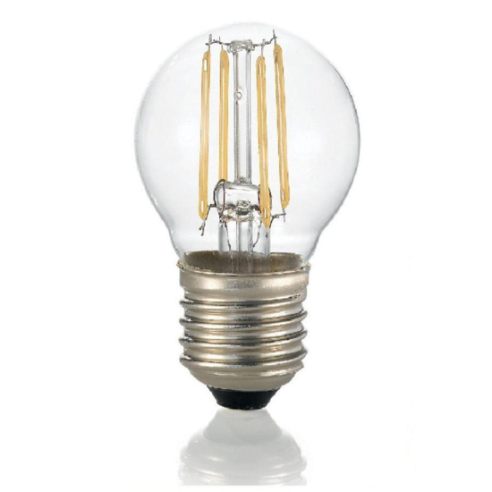 Lampadina led e27 4w 3000k 430lm sfera trasparente filamento ideal lux