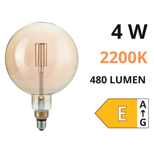 Lampadina led 4w 2200k 480lm filamento vetro ambra ideal lux