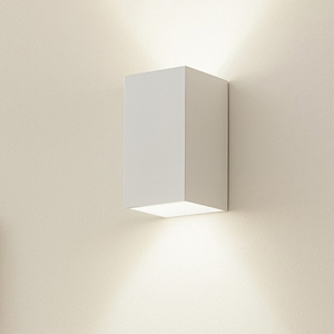 Applique parallelepipedo 2 luci di gesso ceramica bianco verniciabile
