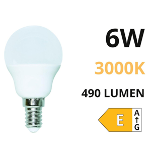 Life lampadina led e14 6w 3000k 490lm minisfera ottica 270