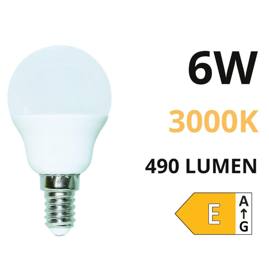 Life lampadina led e14 6w 3000k 490lm minisfera ottica 270