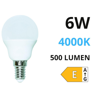 Life lampadina led e14 6w 4000k 500lm minisfera bianca ottica 270