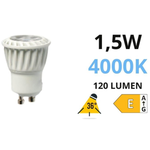 Isyluce lampadina led 1,5w gu10 35mm 4000k 120lm ottica 36