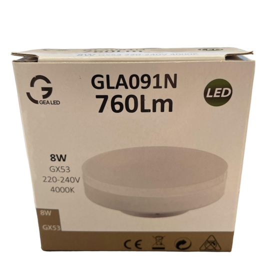 Lampadina gx53 led 8w 4000k 760lm 220v ottica 120 gea luce