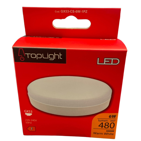 Lampadina led gx53 6w 3000k 480lm ottica 120 top light nova line