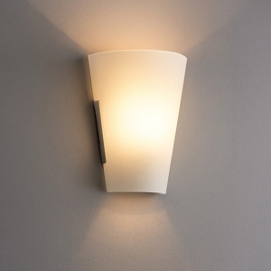 Applique a muro in vetro curvo bianco moderna