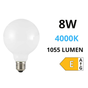 Life lampadina glogo milky e27 8w 4000k 1055lm vetro bianco 39.920385nm