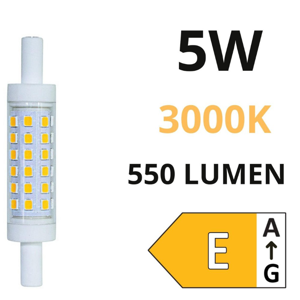 Lampadina life r7s led 5w 3000k 78mm 550lm ottica 360