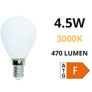 Life lampadina led e14 milky 4,5w 3000k 470lm minisfera  vetro bianco