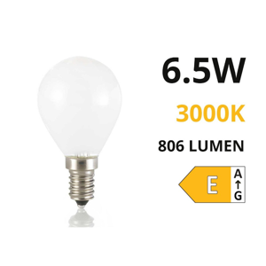 Life lampadina e14 led 6,5w 3000k 806lm mini sfera bianca  vetro milky