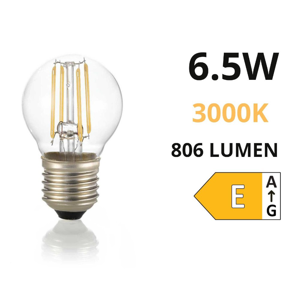 Life lampadina e27 led 6,5w 3000k 806lm sfera trasparente