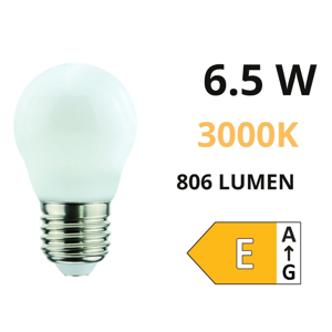 Life lampadina e27 led 6.5w 3000k 806lm mini sfera bianca milky