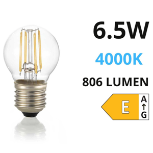 Life lampadina e27 led 6,5w 4000k 806lm minisfera vetro trasparente