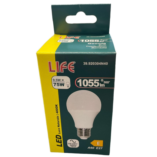Life lampadina led goccia e27 9.5w 4000k 1055lm ottica 280