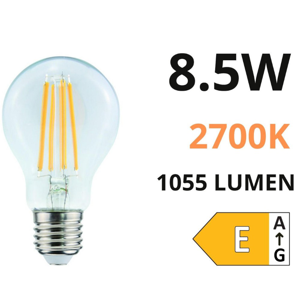 Life lampadina goccia e27 led 8.5w 2700k 1055lm vetro trasparente