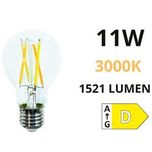 Life lampadina e27 11w 3000k 1521lm vetro goccia trasparente