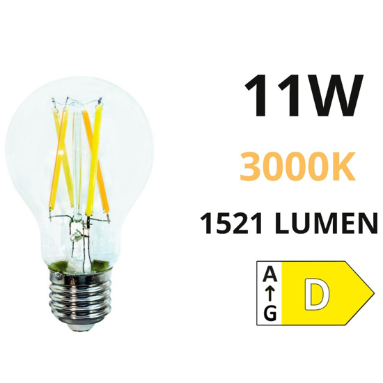 Life lampadina e27 11w 3000k 1521lm vetro goccia trasparente