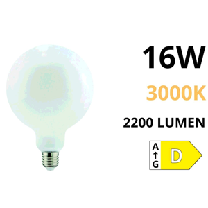 Lampadina life globo milky e27 16w 3000k 2200lm vetro bianco