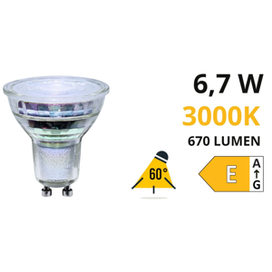 Visualizza i dettagli per Life lampadina di vetro gu10 led 6,7w 3000k ottica 60 670lm cri80 Life lampadina di vetro gu10 led 6,7w 3000k ottica 60 670lm cri80