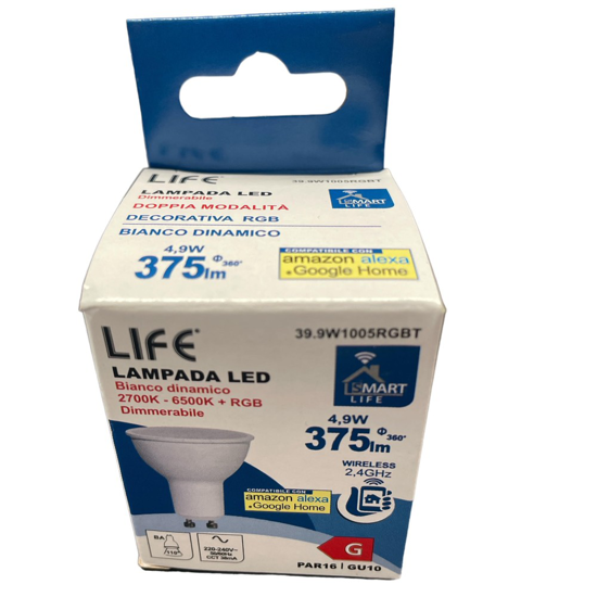 Lampadina gu10 led 4.9w rgb dimmerabile da 2700k 6500k bluetooth