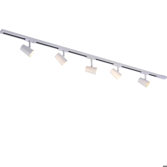 Binario da soffitto bianco 150cm con 5 faretti orientabili fp