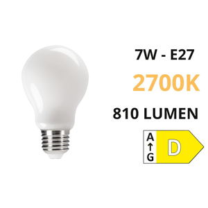 Lampadina led e27 7w 2700k goccia vetro milky 810 lumen