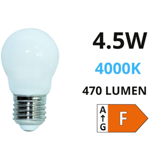 Life lampadina mini sfera led e27 4,5w 4000k vetro bianco milky