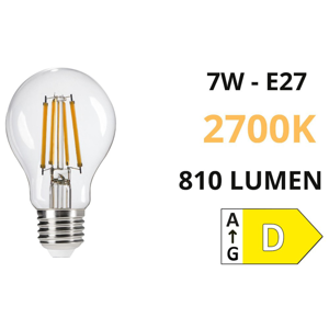 Toplight lampadina e27 led 7w 2700k goccia trasparente 810 lumen