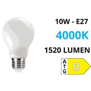 Lampadina milky e27 led 10w 4000k 1520 lumen ottica 320 toplight