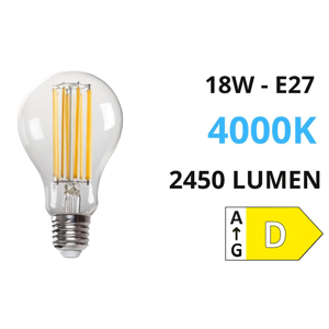 Toplight lampadina e27 led 18w 4000k goccia trasparente 2450 lumen